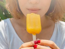 Woman With Popsicle Royalty Free Stock Photo Woman With Popsicle Royalty Free Stock Photo