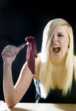 Woman With Raw Meat Royalty Free Stock Images