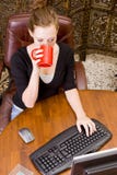 Woman working on PC keyboard and mouse. Royalty Free Stock Images Woman working on PC keyboard and mouse. Royalty Free Stock Images