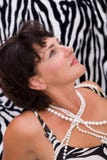 woman on a zebra like background stock photos woman on a zebra like background stock photos