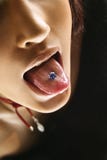 Womans tongue stud