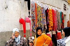 Women and colors in the medina of Essaouira royalty free stock image Women and colors in the medina of Essaouira royalty free stock image