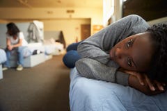 Women Lying On Beds In Homeless Shelter Stock Images Women Lying On Beds In Homeless Shelter Stock Images