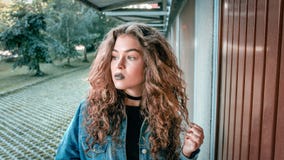 Women Wearing Blue Denim Jacket Stock Images Women Wearing Blue Denim Jacket Stock Images