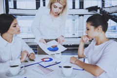 Women Working on New Business Strategy in Office. royalty free stock photography Women Working on New Business Strategy in Office. royalty free stock photography
