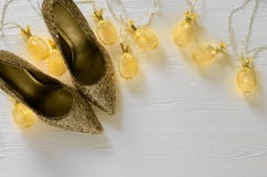 Womens gold chunky glitter pumps. Shoes for wedding, christmas,