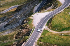Wonderful mountain view. mountain winding road with many turns in autumn day. Transfagarasan highway, the most beautiful road in royalty free stock photos Wonderful mountain view. mountain winding road with many turns in autumn day. Transfagarasan highway, the most beautiful road in royalty free stock photos