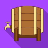 Wood barrel icon, flat style stock illustration Wood barrel icon, flat style stock illustration