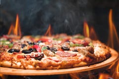 Wood Fired Pizza With Flames