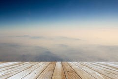 Wood Floor Standing Empty On Top Of A Mountain Royalty Free Stock Images