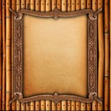 Wood Frame On Bamboo Walls Stock Images