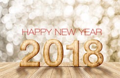 2018 wood nummer för lyckligt nytt år i perspektivrum med sparkli Royaltyfria Foton 2018 wood nummer för lyckligt nytt år i perspektivrum med sparkli Royaltyfria Foton