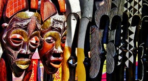 Wooden African Masks Royalty Free Stock Photography