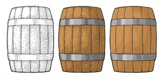 Wooden barrel with metal hoops engraving vector illustration vector illustration Wooden barrel with metal hoops engraving vector illustration vector illustration
