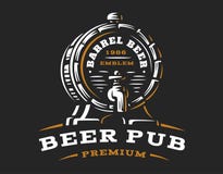 Wooden beer barrel logo - vector illustration, brewery design stock illustration Wooden beer barrel logo - vector illustration, brewery design stock illustration