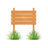 Wooden blank board signs spring time with grass. Vector Illustration Wooden blank board signs spring time with grass. Vector Illustration