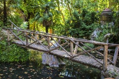 Wooden bridge over a pond in one of the parks stock photography Wooden bridge over a pond in one of the parks stock photography