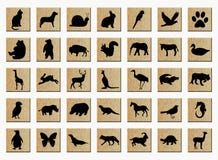 Wooden Buttons With Animals Stock Photos