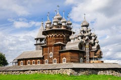 Wooden Church At Kizhi Under Reconstruction Stock Photography