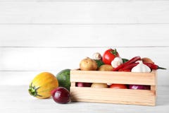 Wooden Crate Full Of Fresh Vegetables On Table Royalty Free Stock Images Wooden Crate Full Of Fresh Vegetables On Table Royalty Free Stock Images