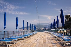 Wooden deck terrace. Sorrento. Naples. Italy