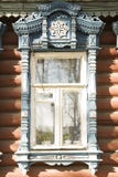 Wooden Decoration On Traditional Russian Window Stock Photo
