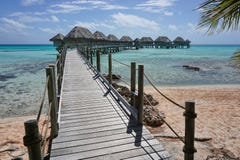 Wooden Footbridge To Overwater Bungalows Royalty Free Stock Photography Wooden Footbridge To Overwater Bungalows Royalty Free Stock Photography