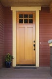 Wooden front door of a home