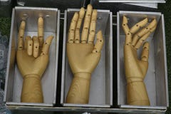 Wooden hand artist show flexible thumb stock photo Wooden hand artist show flexible thumb stock photo