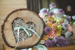 Wooden holder for wedding rings. Close up view Royalty Free Stock Images Wooden holder for wedding rings. Close up view Royalty Free Stock Images