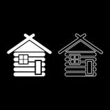 Wooden house Barn with wood Modular log cabins Wood cabin modular homes icon set white color illustration flat style simple image vector illustration Wooden house Barn with wood Modular log cabins Wood cabin modular homes icon set white color illustration flat style simple image vector illustration