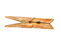 Wooden old fashioned clothespin, hand drawn watercolor illustration vector illustration Wooden old fashioned clothespin, hand drawn watercolor illustration vector illustration
