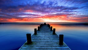 Wooden Pier At Sunset Royalty Free Stock Image