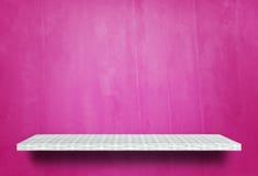Wooden shelf on pink background for product display royalty free stock photography Wooden shelf on pink background for product display royalty free stock photography