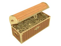 Wooden Treasure Chest With Golden Coins Stock Photos Wooden Treasure Chest With Golden Coins Stock Photos