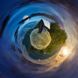 Woodshed on little planet spherical panorama stock illustration Woodshed on little planet spherical panorama stock illustration