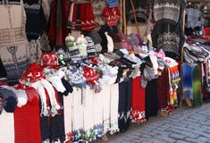 Woolen Hand Knitted Clothing And Accessories In Tallinn, Estonia Royalty Free Stock Photography