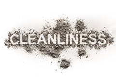 Word cleanliness as text in dirt, ash, dust, filth as filthy, ga Royalty Free Stock Image Word cleanliness as text in dirt, ash, dust, filth as filthy, ga Royalty Free Stock Image