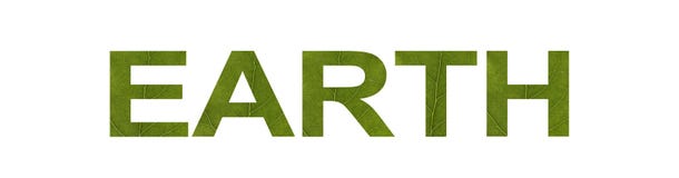 Word Earth from green leaf isolated on white background, macro shot. Concept: eco-friendly, text. Environmental Protection vector illustration Word Earth from green leaf isolated on white background, macro shot. Concept: eco-friendly, text. Environmental Protection vector illustration