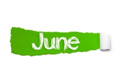 The word June appearing behind green torn paper royalty free stock photo The word June appearing behind green torn paper royalty free stock photo