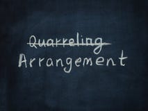 Word Regeling en het doorgestreepte woord Ruzie maken stock foto Word Regeling en het doorgestreepte woord Ruzie maken stock foto