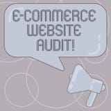 Word writing text E Commerce Website Audit. Business concept for evaluating the search engine level of visibility Megaphone photo royalty free illustration Word writing text E Commerce Website Audit. Business concept for evaluating the search engine level of visibility Megaphone photo royalty free illustration