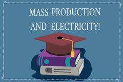 Word writing text Mass Production And Electricity. Business concept for Industrial electrical power supply Color stock illustration Word writing text Mass Production And Electricity. Business concept for Industrial electrical power supply Color stock illustration