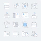 Work process line icons in blue pastel color stock illustration Work process line icons in blue pastel color stock illustration