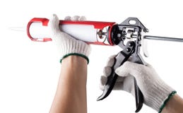 Worker Applies Silicone Caulk Gun Isolated Royalty Free Stock Images