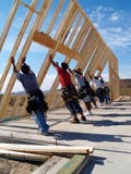 Workers Building A New Home - Vertical Royalty Free Stock Images Workers Building A New Home - Vertical Royalty Free Stock Images
