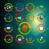 Working brain with circle icons. stock illustration Working brain with circle icons. stock illustration