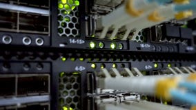 Working data servers with flashing LED lights. stock footage Working data servers with flashing LED lights. stock footage