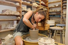 Working in the Pottery Studio