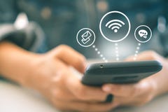 Working woman using personal smartphone. royalty free stock photos Working woman using personal smartphone. royalty free stock photos